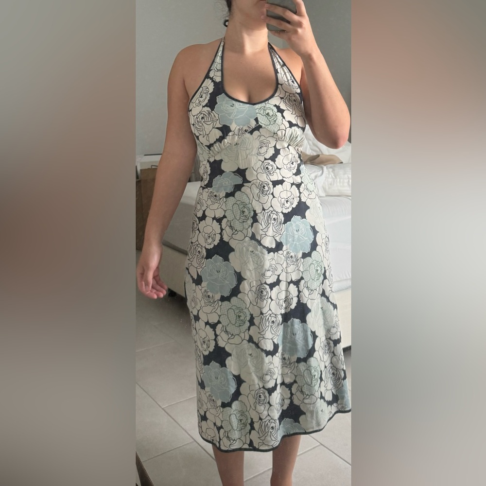 J Crew Halter Tied Back Silk Floral Dress